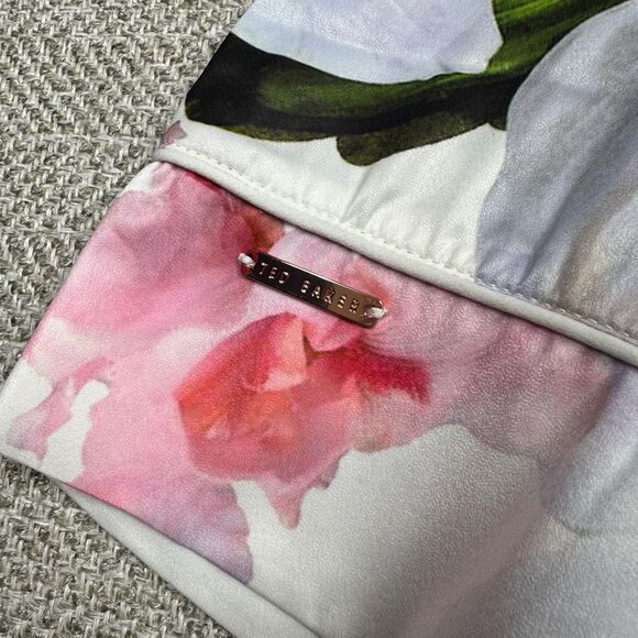 Ted Baker London Sz L Pajama Set Satin Chatsworth Bloom Floral Pink Rose Cottage - Picture 12 of 16